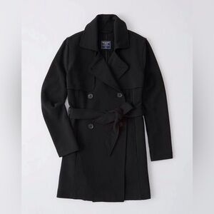 Abercrombie & Fitch Drapey Belted Trench Coat in Black Size Small